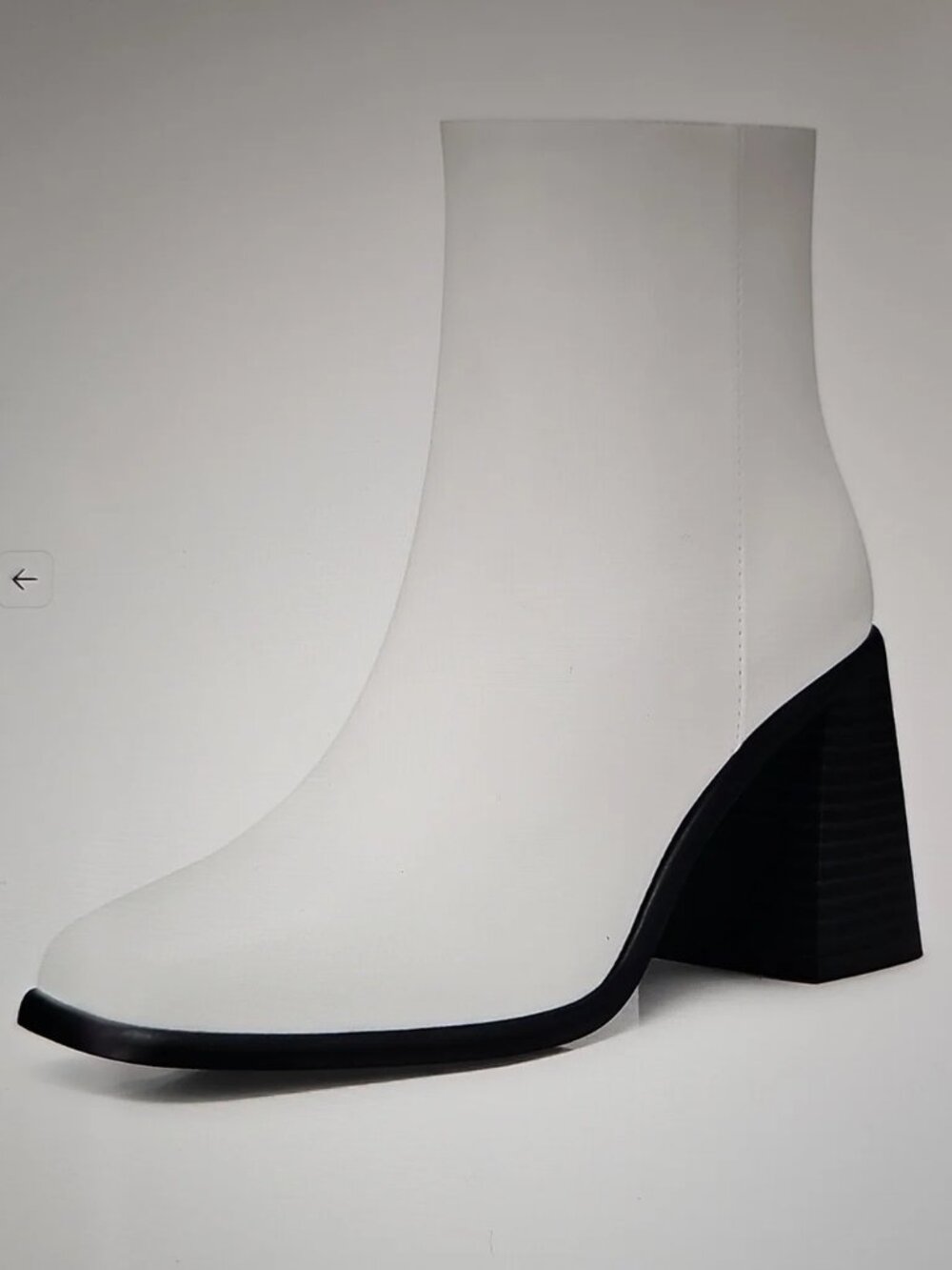 Elle White Ankle Boot with Black Block Heel
